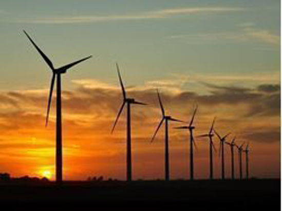 Sunset in the wind farm